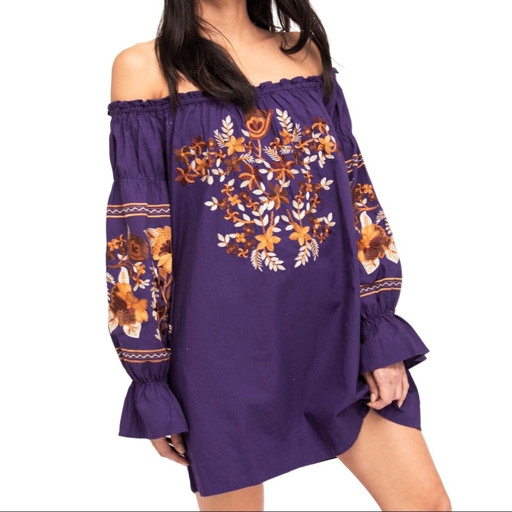 Free People Embroidered Off the shoulder Dress - Picture 5 of 8